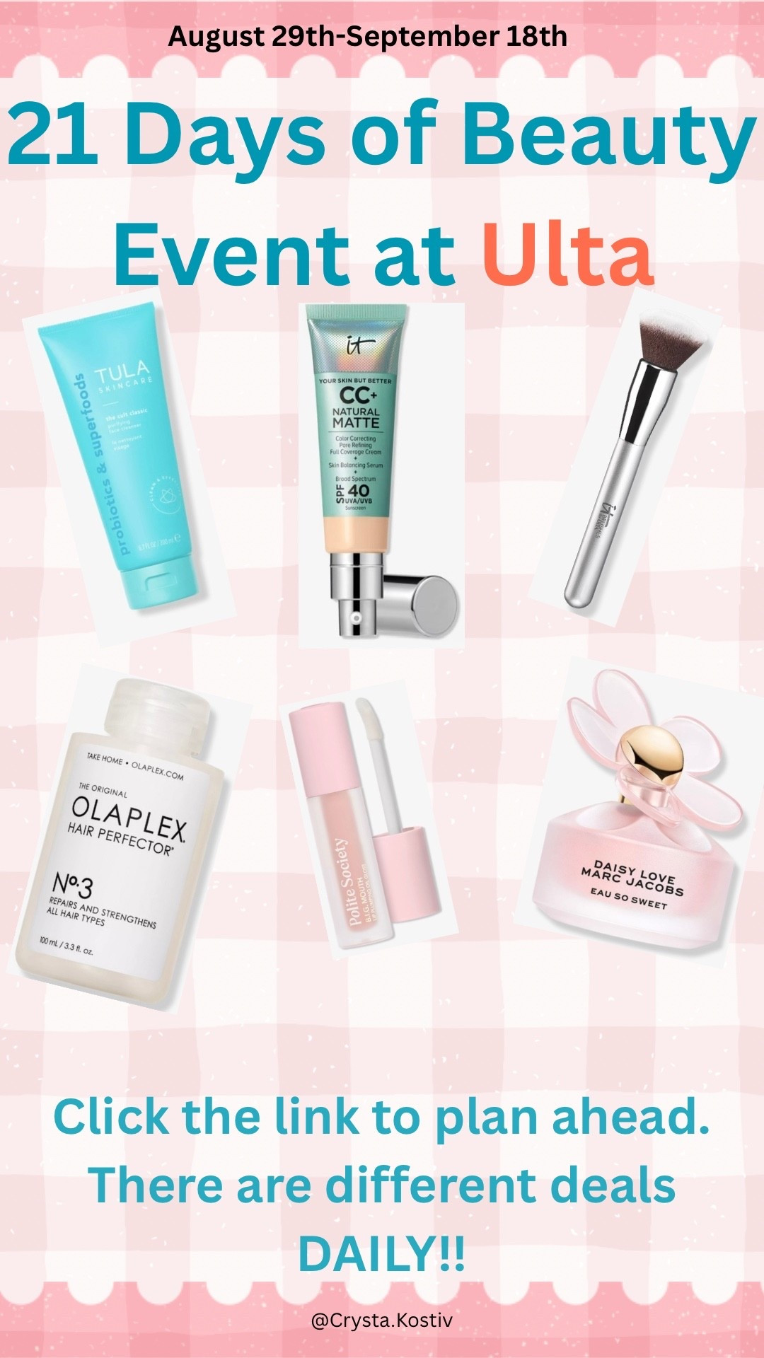 There are a lot of Labor Day sales going on, but DO NOT forget about the 21 days of beauty event happening now at Ulta. You can plan ahead and get a peek at the different deals they offer each day.

#LTKFindsUnder50 #LTKBeauty #LTKSaleAlert