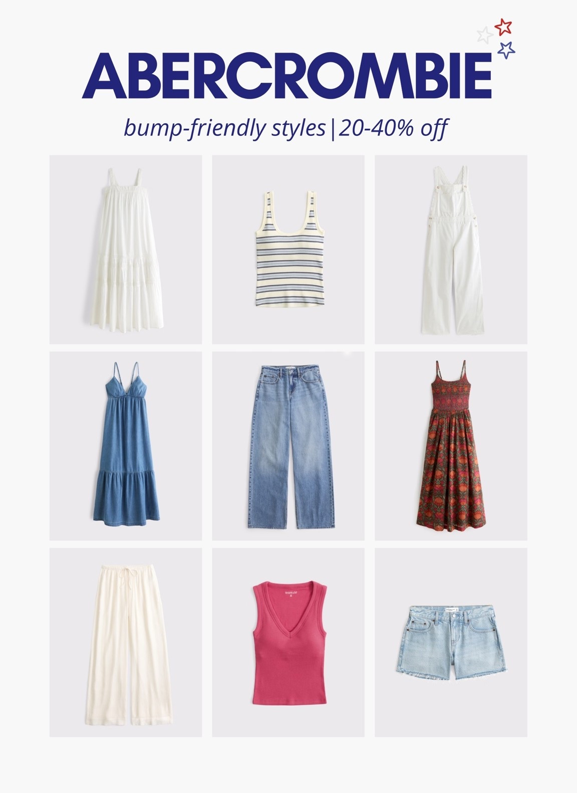 [7/1/26] bump-friendly styles I’m loving from @abercrombie | final day for 20-40% off. Comfortably wearing size 28/29 in denim shorts/jeans, medium in tops, smalls in dresses

#LTKSeasonal #LTKPetite #LTKBump