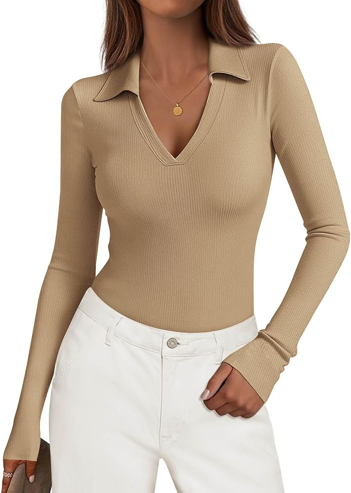 KIRUNDO Polo Shirts for Women Long Sleeve | Amazon (US)