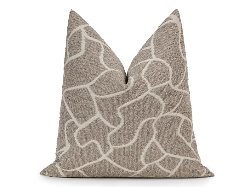 Taupe Beige Abstract Geometric Pillow Cover | Soft Textured Throw Pillow | Etsy (Global)