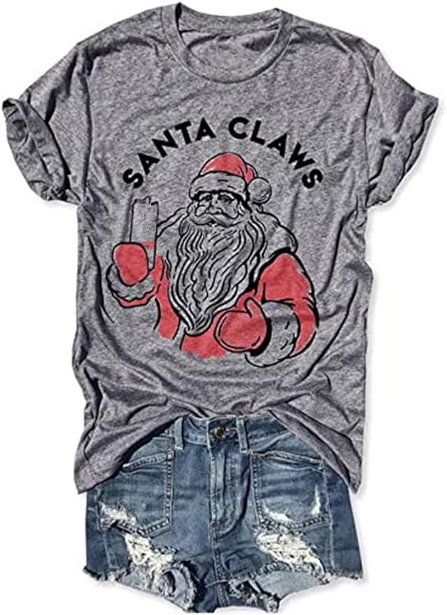 Womens Merry Christmas Shirts Funny Short Sleeve Hoilday Print T Shirt Graphic Tees Tops | Amazon (US)