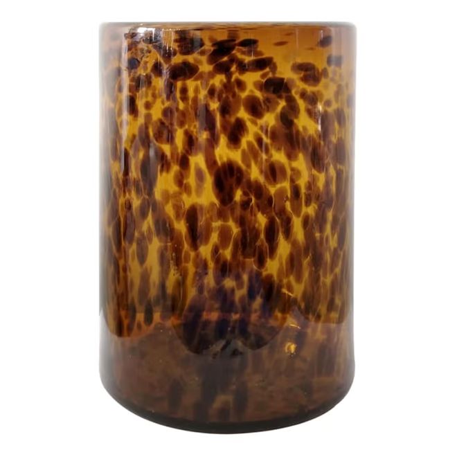 Glass Tortoise Shell Cylinder Candle Holder, 9" | At Home