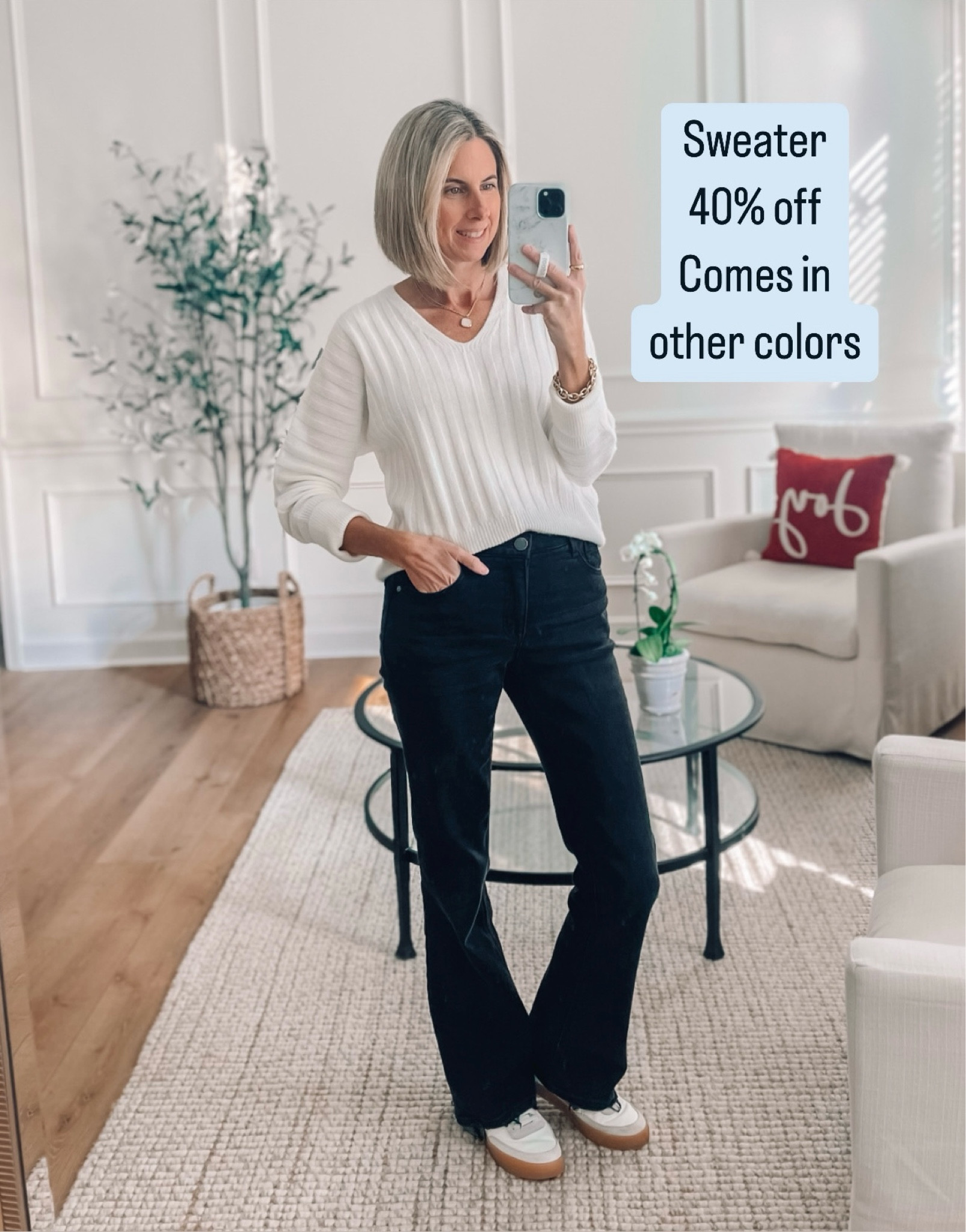 Soft rib sweater 40% off. Color is antique white. Runs big, wearing an XS. Mother of pearl necklace 50% off. Black jeans wearing a 2. 








White sweater
Nordstrom sale 


#LTKStyleTip #LTKFindsUnder50 #LTKSaleAlert