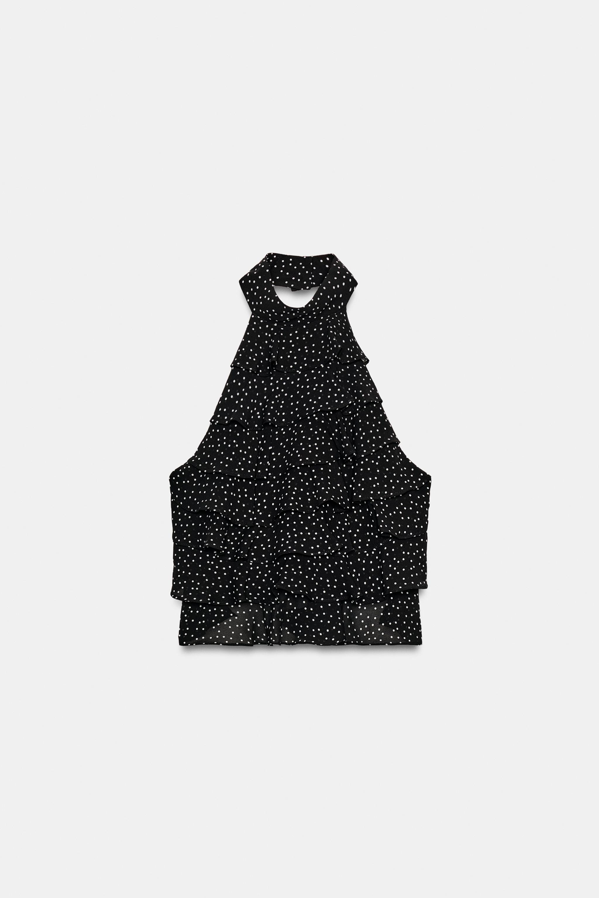 POLKA DOT GEORGETTE HALTER TOP | Zara US