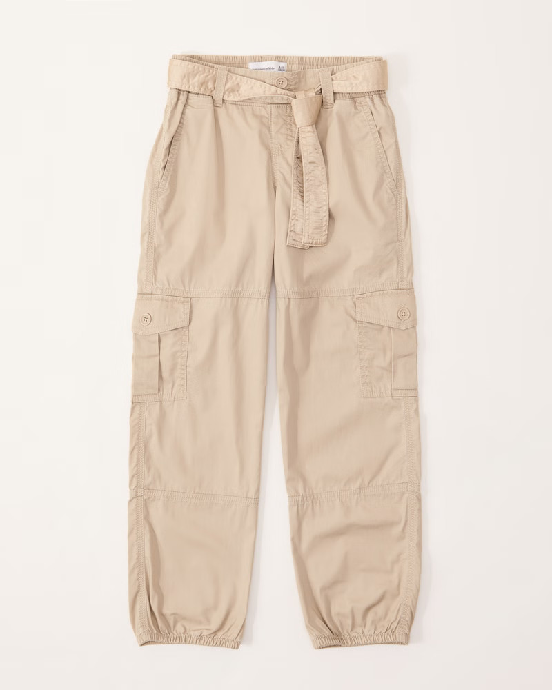 abercrombie kids girls belted cargo pants in khaki - size 7/8 | Abercrombie & Fitch (US)