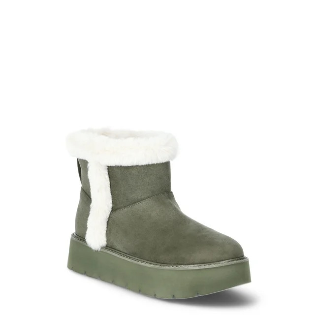 Time and Tru Women's Platform Mini Cozy Boots, Sizes 6-11 | Walmart (US)