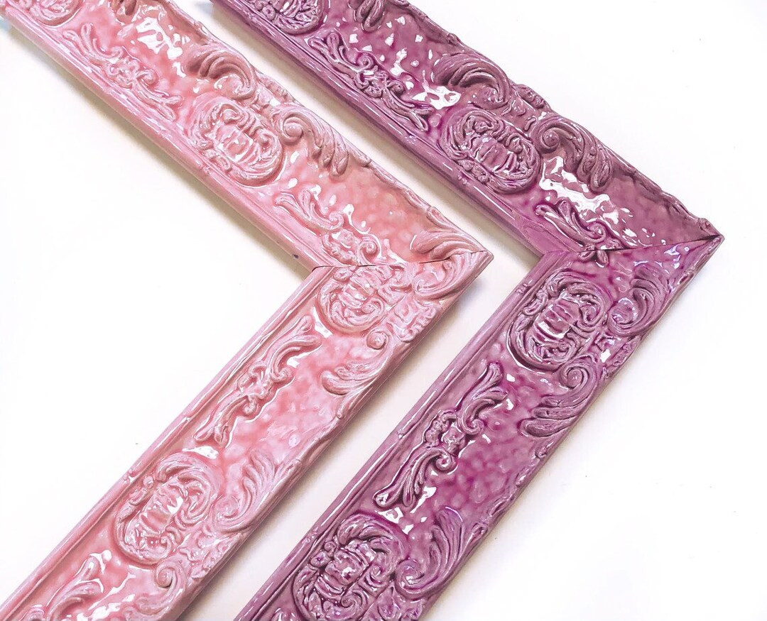 Victorian Picture Frames Pink Purple Glossy Lacquer Ornate Funky Eclectic Baby Shower Nursery Cus... | Etsy (US)