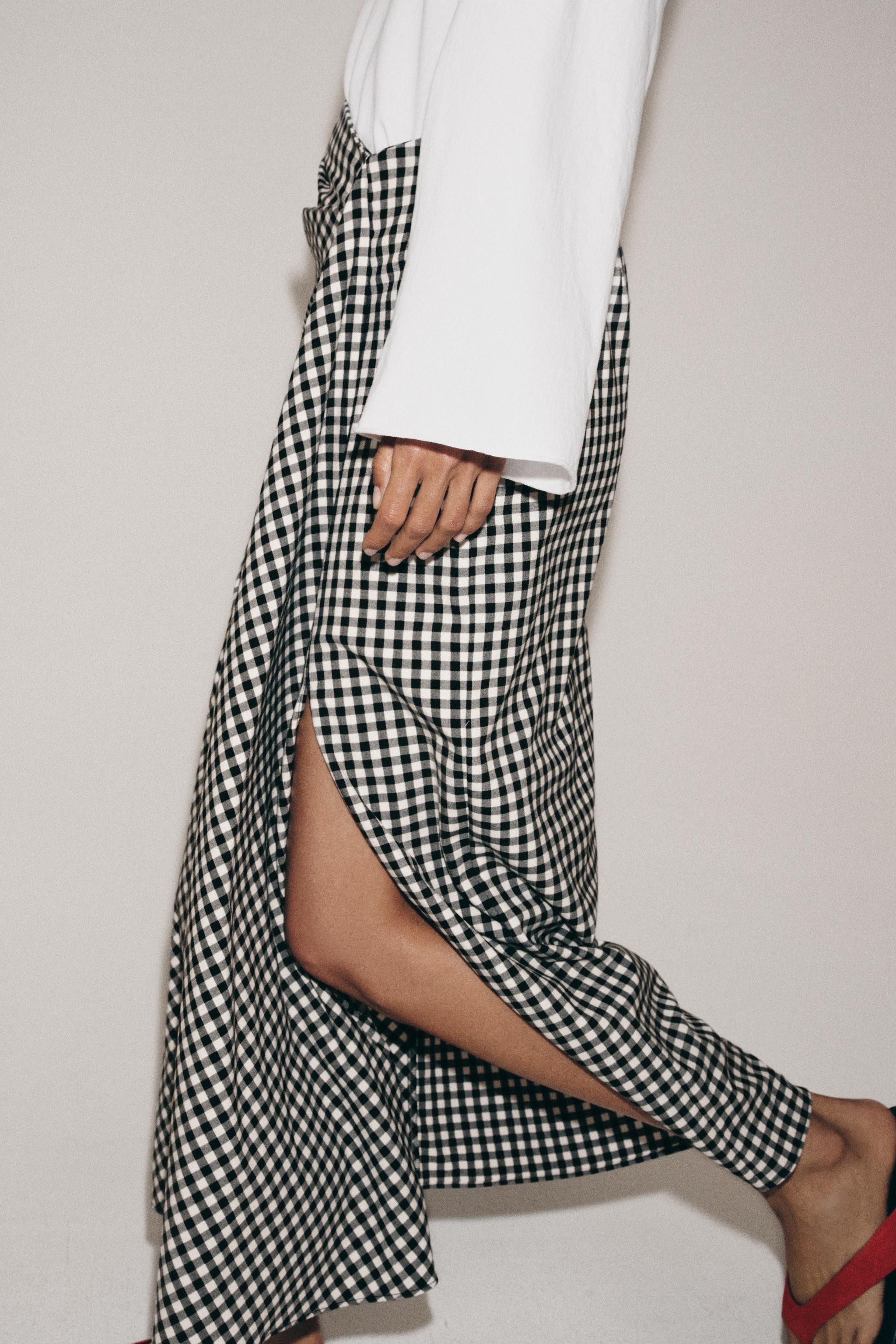 DRAPED GINGHAM SKIRT | Zara UK