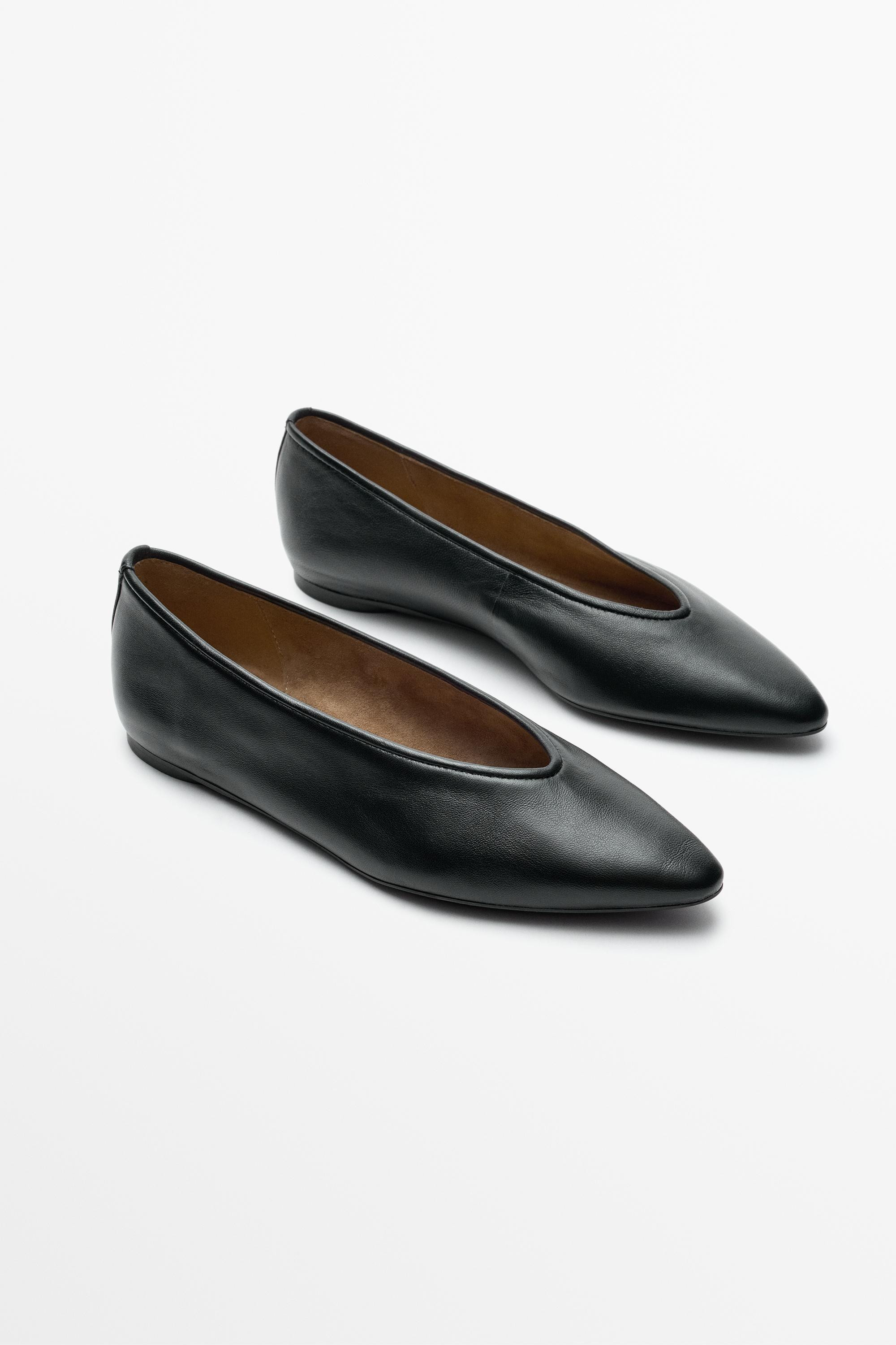 Spitz zulaufende Ballerina aus weichem Schafsleder | Massimo Dutti DE