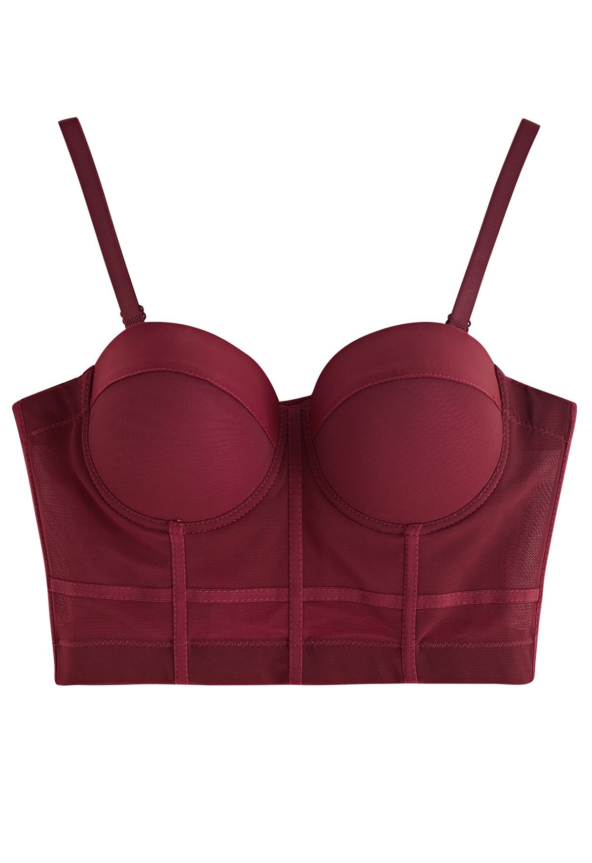 Solid Color Underwire Bustier Crop Top in Burgundy | Chicwish