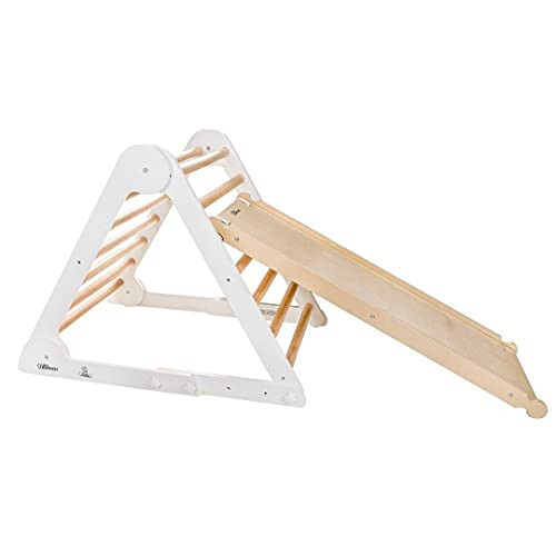 Little Partners® Learn 'N Climb Wooden Climbing Triangle Foldable Wood Climbing Gym for Toddlers - Pickler Toddler Style Foldable Triangle Climber w/Slide Ramp, 3 Height Positions (White w/Natural) | Amazon (US)