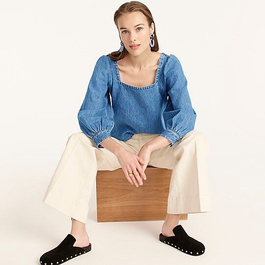 Squareneck chambray top | J.Crew US