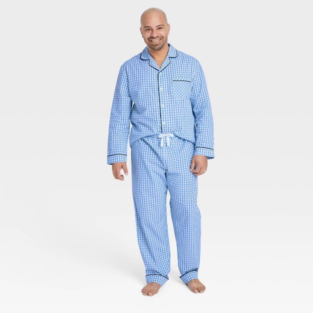 Men's Gingham Matching Family Pajama Set - Blue | Target