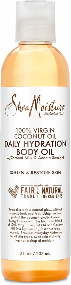 SheaMoisture Daily Hydration Body Oil Virgin Coconut Oil For Dry Skin Paraben Free 8 oz | Amazon (US)