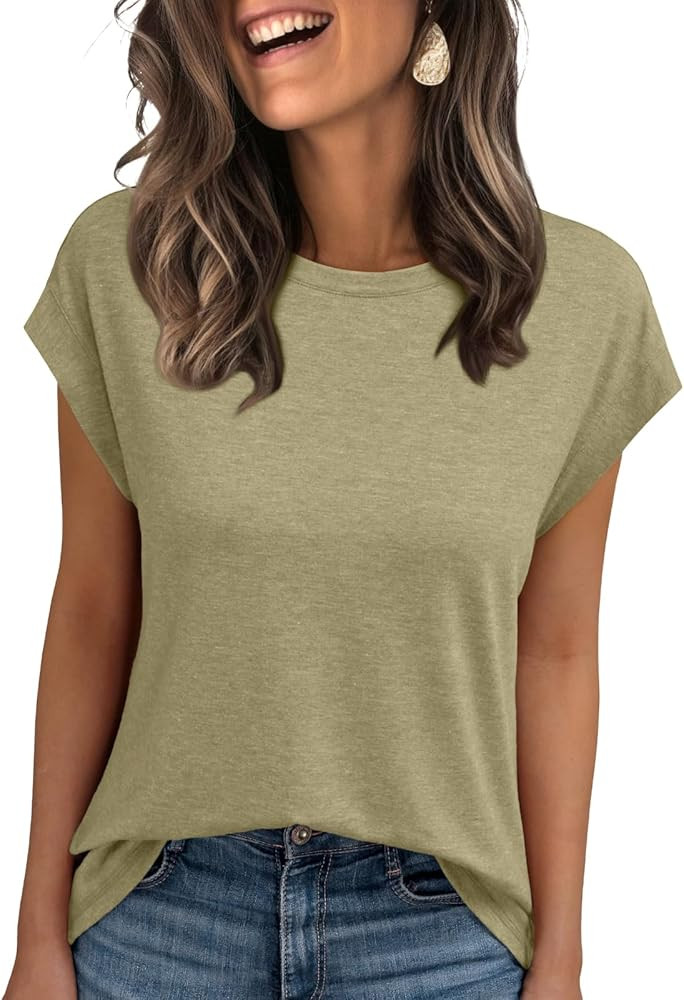 AUTOMET Womens Cap Sleeve Summer Tops T Shirts Business Casual Dressy Spring Fashion Outfits Cute... | Amazon (US)