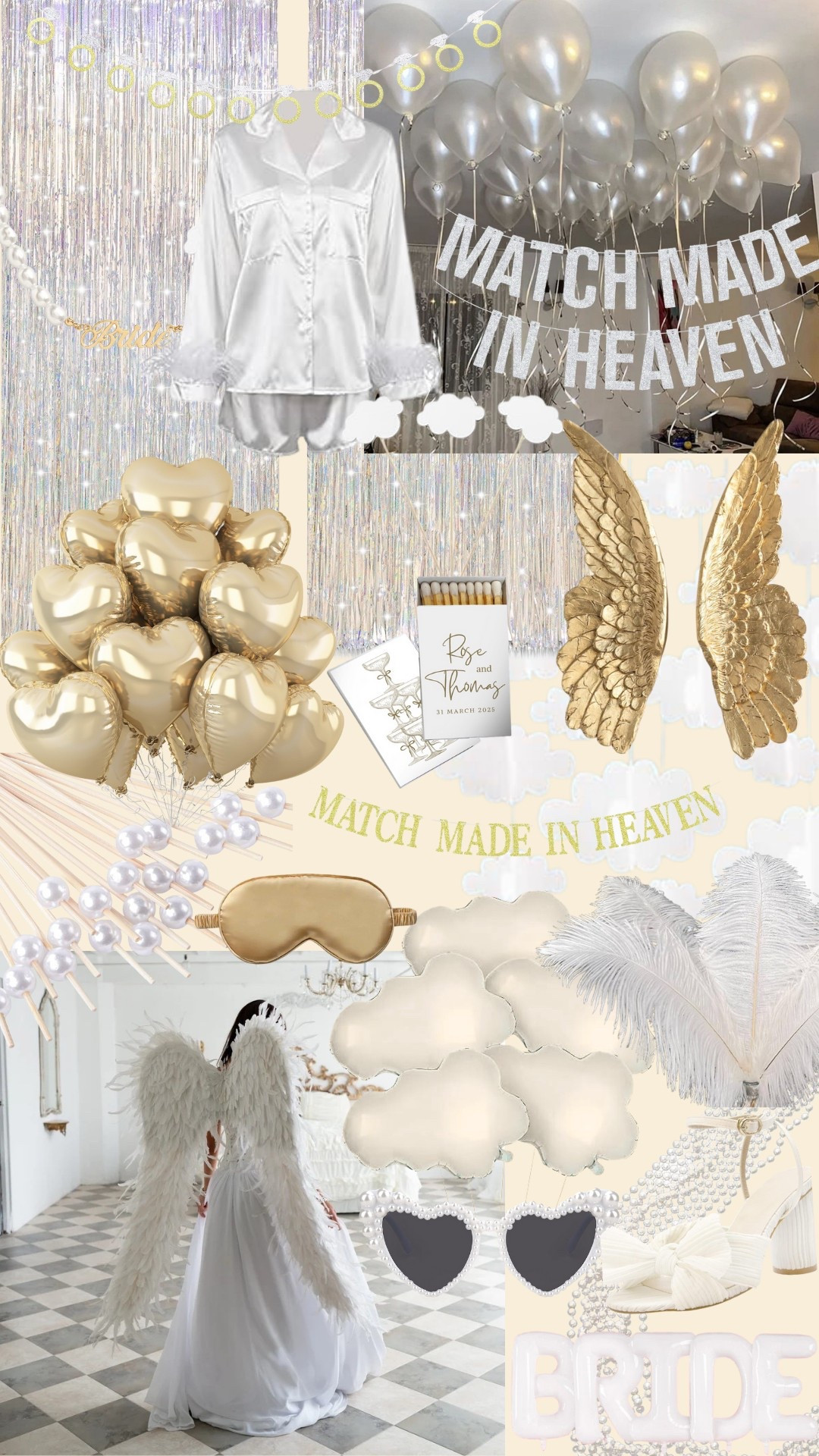 Match Made in Heaven Bachelorette party theme ideas! #angel #bacheloretteideas #feather #gold #heaven #bride #bridalparty #unique #clouds #pjs #themes #bridal #outfits #decor #decorations

#LTKWedding #LTKParties #LTKSeasonal