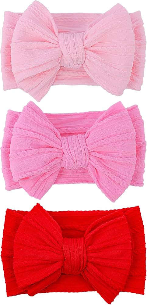 LemonSpace Handmade Red baby Bow Baby girls Headbands with Bows High Stretchy Soft Nylon Infant H... | Amazon (US)