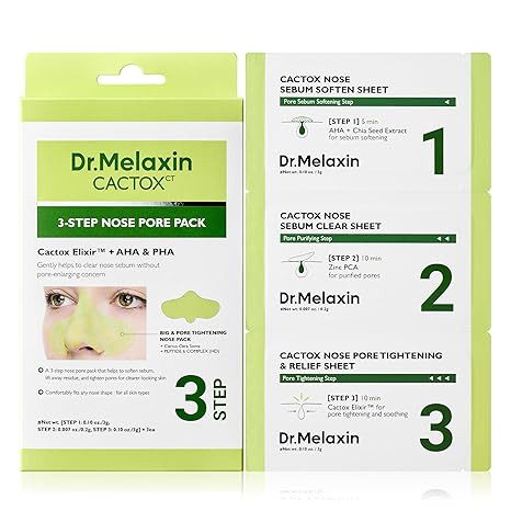 Dr.Melaxin CACTOX 3-STEP NOSE MASK PACK with AHA & PHA for Sebum Softening Pore Tightening Skin R... | Amazon (US)