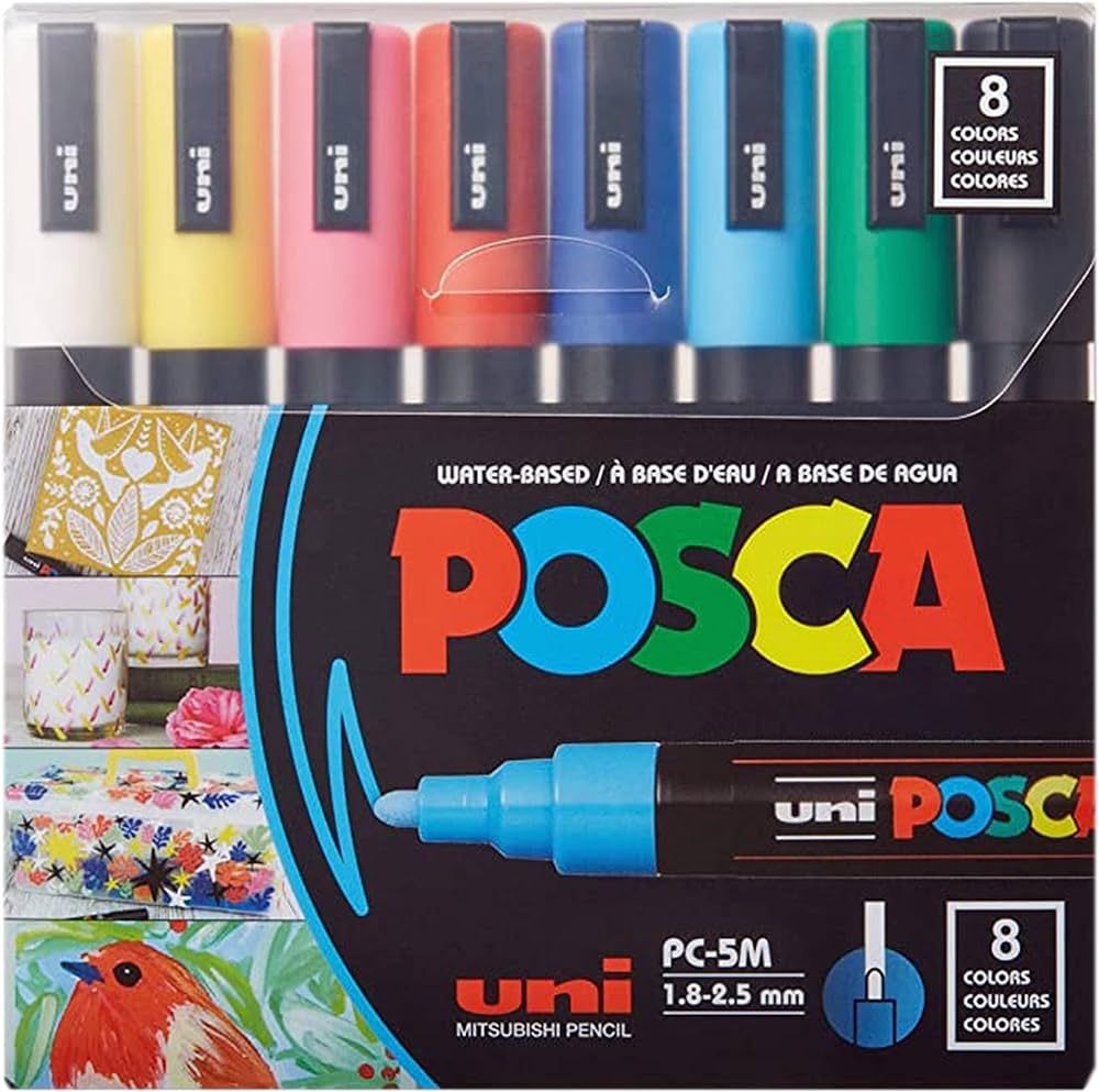 8 Posca Paint Markers, 5M Medium Markers with Reversible Tips, Marker Set of Acrylic Paint Pens |... | Amazon (US)