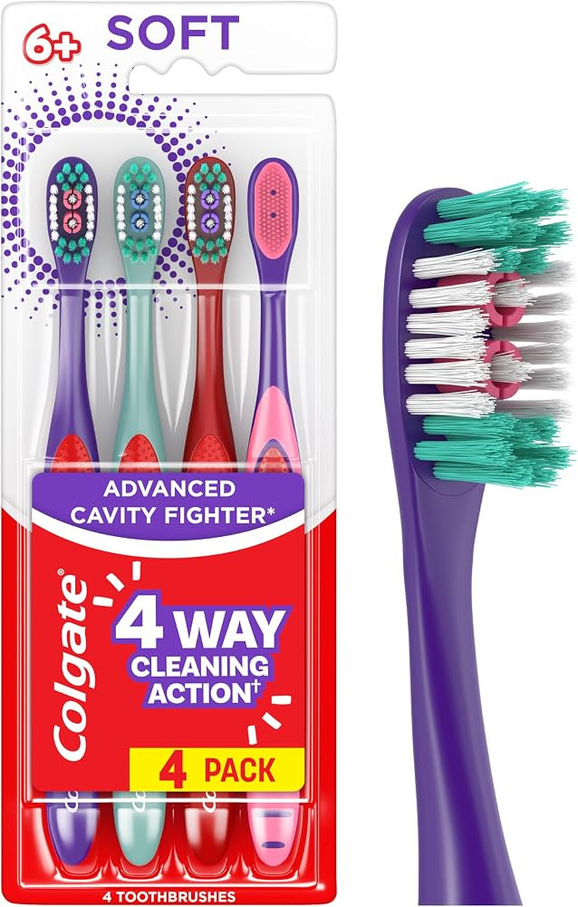 Colgate Kids Advanced Cavity Fighter Soft Toothbrushes, 4 Pack | Amazon (US)