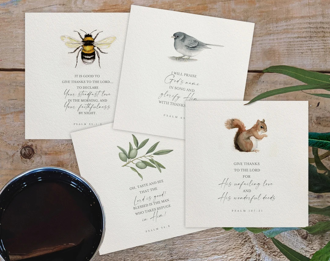 PRAISE & THANKS - Printable Scripture Cards - Instant Download - 12 Bible Verse Cards - Scripture... | Etsy (US)