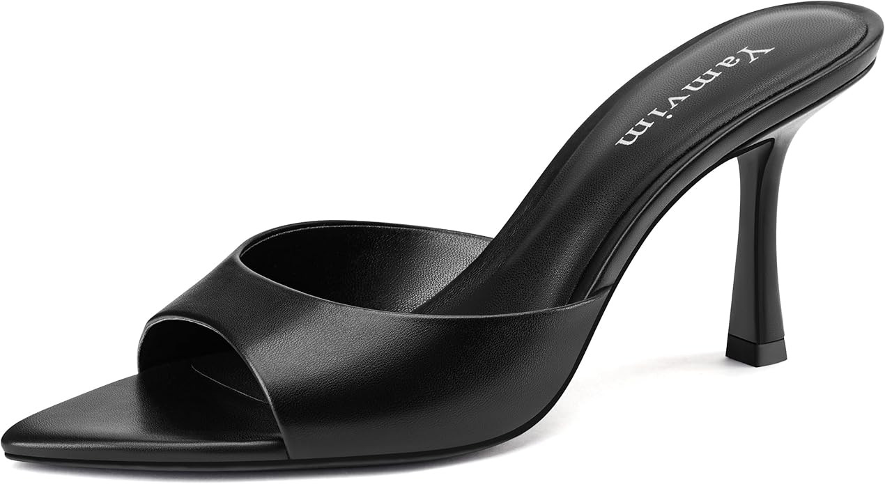 Heel Mules for Women Pointed Peep Open Toe Slip On Stiletto High Heeled Mules for Party Dress Dai... | Amazon (US)