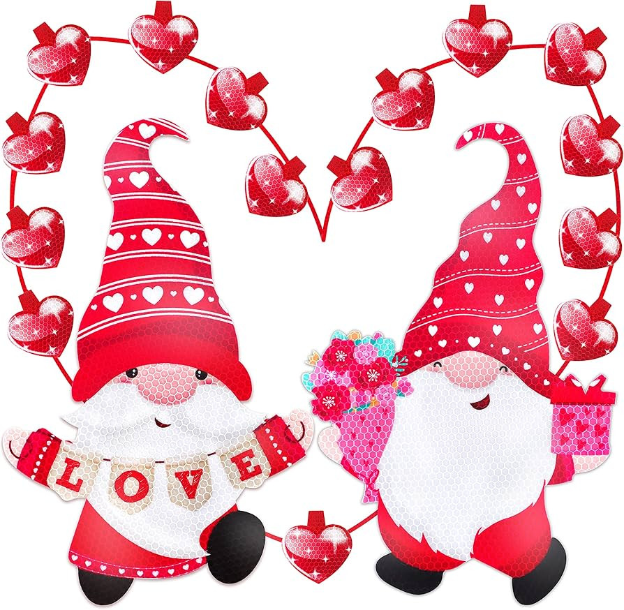 29 Pieces Valentines Day Decorations Car Refrigerator Magnets - Reflective Valentine Gnome Heart ... | Amazon (US)