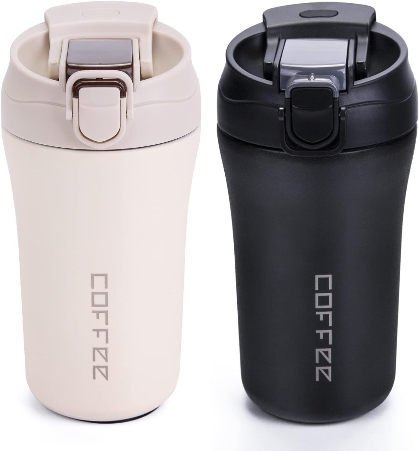 14 oz Travel Coffee Mug, 2 Pack Vacuum Insulated Coffee Travel Mug Spill Proof with Lid and Straw... | Amazon (US)