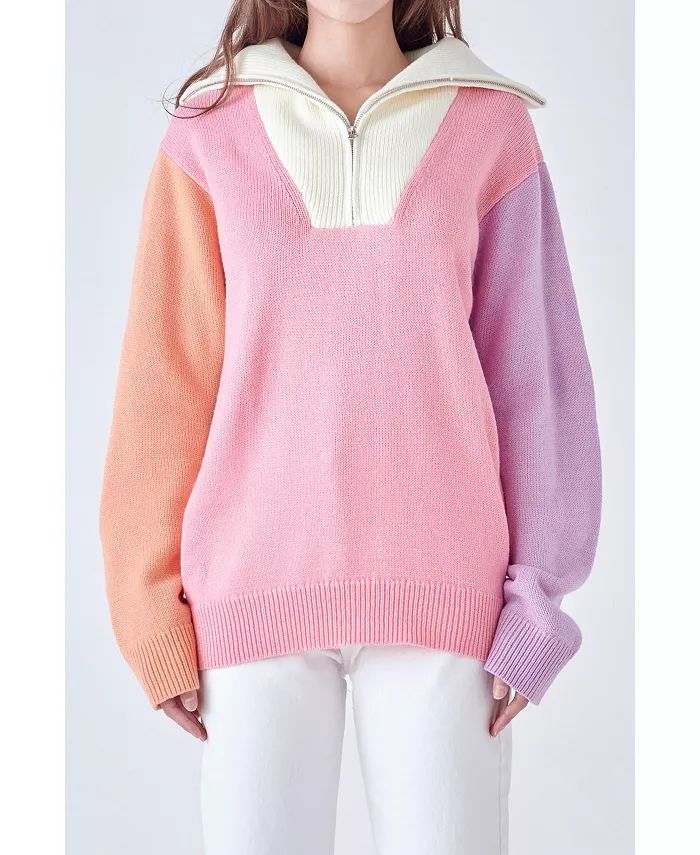 Women's Colorblock Zip Pullover Sweater | Macy's Canada