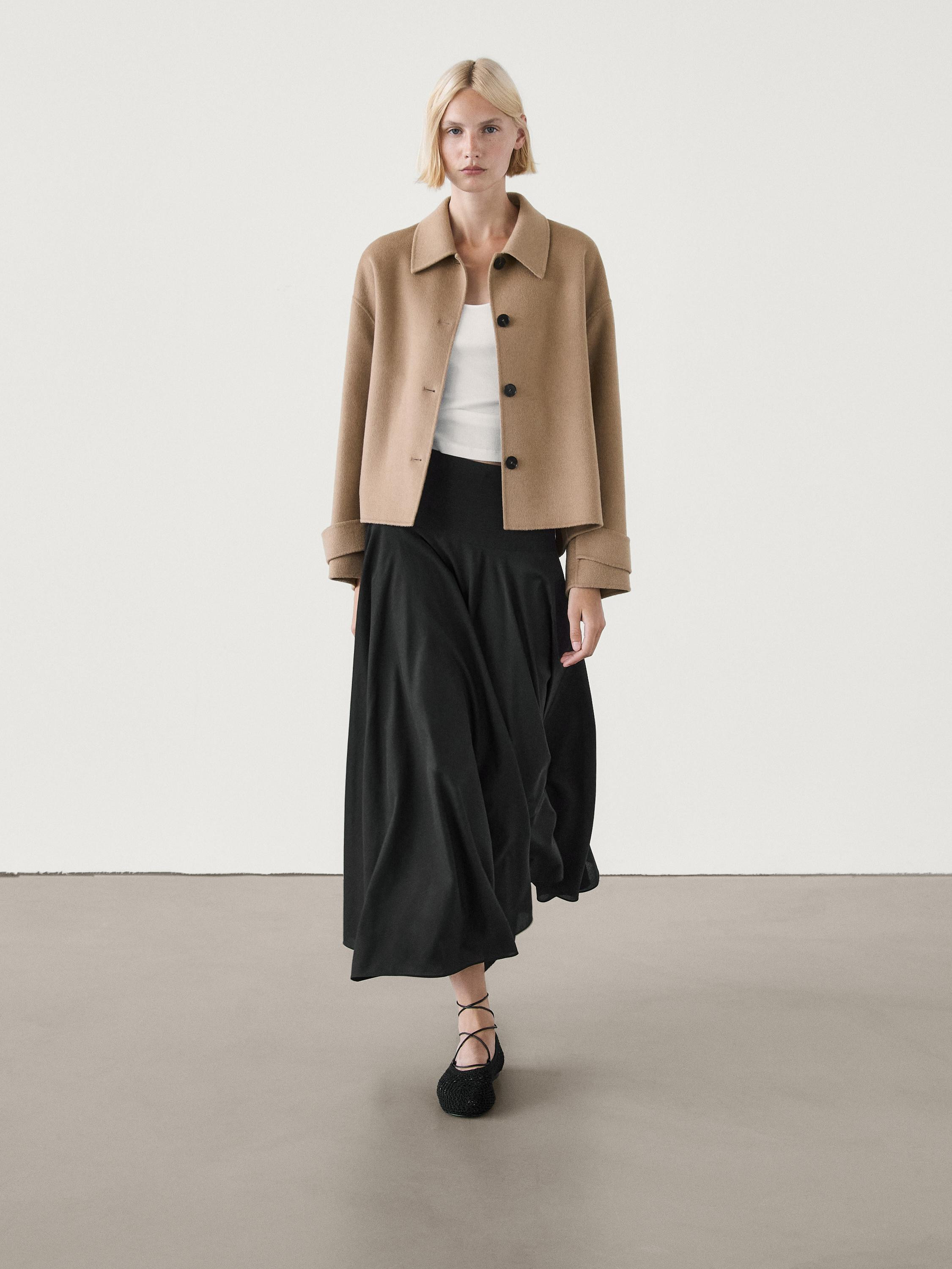 Jacke aus Wollmischgewebe mit Hemdkragen | Massimo Dutti DE