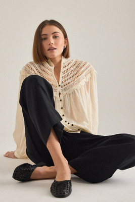 Pilcro Spitzenbesatz Bauernbluse | Anthropologie (EU)