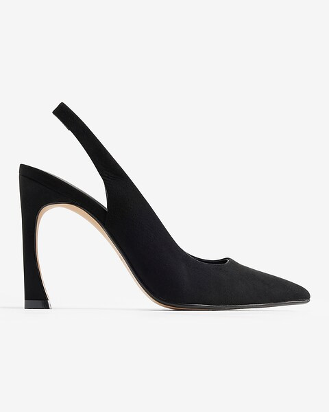 Faux Suede Comma Heel Slingback Pumps | Express