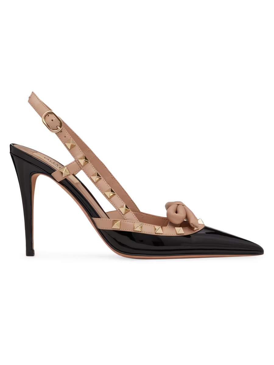 Rockstud Bow Slingback Patent Leather Pumps 100 MM | Saks Fifth Avenue