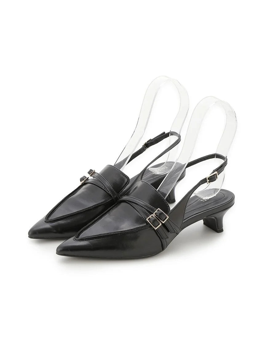 Low Heel Pointed Toe Slingback Pumps | Snidel