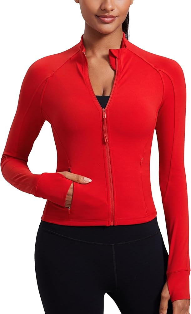 CRZ YOGA Butterluxe Womens Cropped Slim Fit Workout Jacket Weightless Track Athletic Full Zip Up ... | Amazon (US)