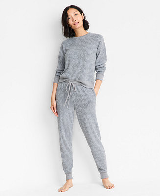 State of Day Women's Cable Jogger Pajama Set, XS-3X, Macy's Exclusive - Macy's | Macy's