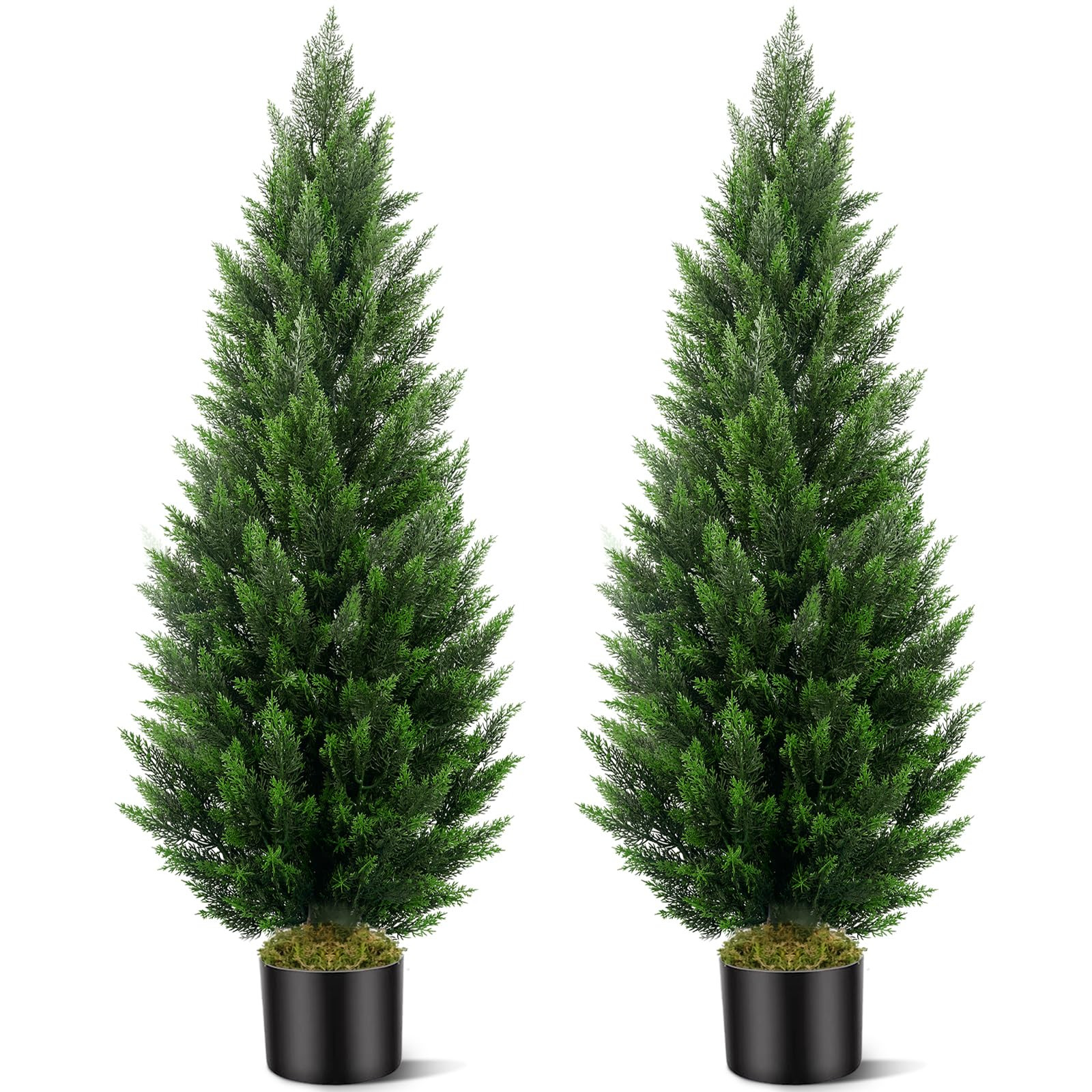Artificial Topiary Cedar Trees 5FT Tall 2 Set, Outdoor Indoor Faux Pine Shrubs Plants, Realistic ... | Amazon (US)
