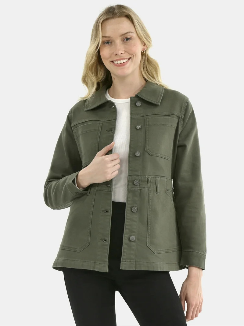 Time and Tru Women's Denim Utility Jacket, Sizes XS-XXXL | Walmart (US)