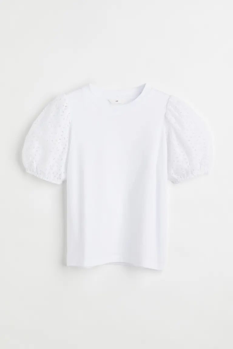 Embroidered-sleeve T-shirt | H&M (US)