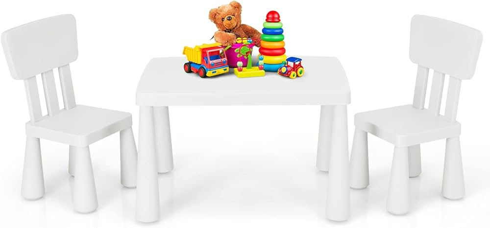 HONEY JOY Kids Table and 2 Chair Set, Plastic Activity Table for Art Craft, Easy-Clean Tabletop, ... | Amazon (US)