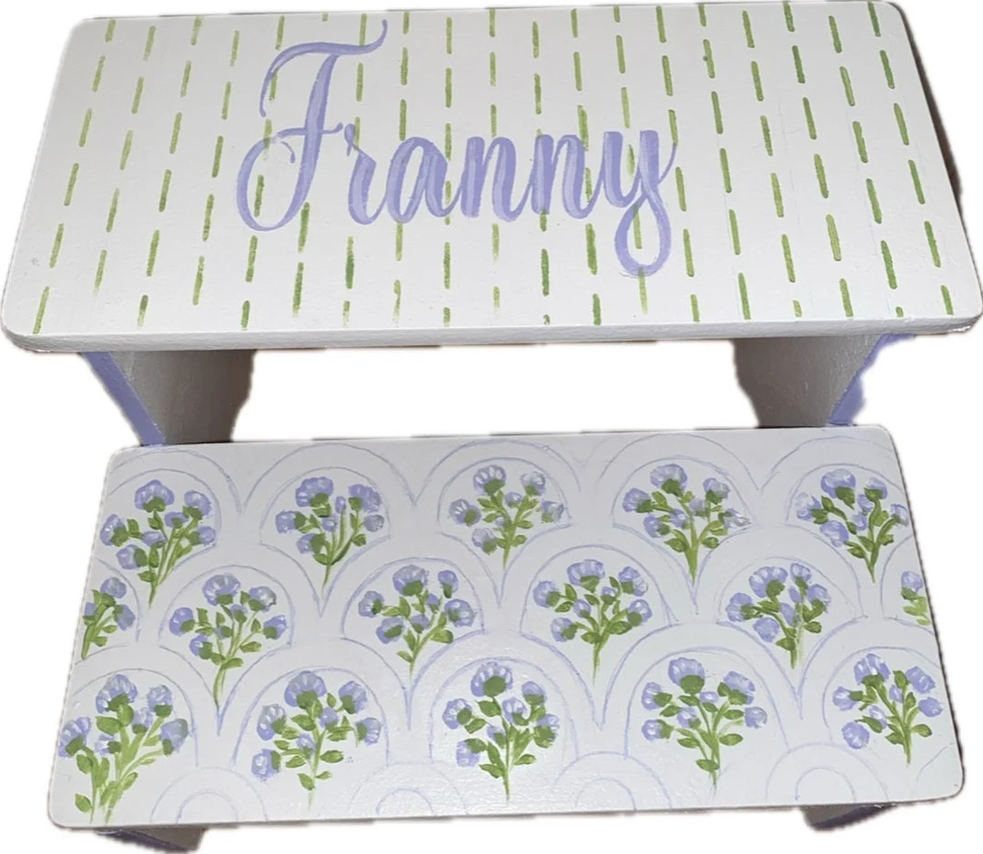 Lavender and Grey Wooden Step Stool, Pet Stairs, Personalized, Bathroom Stool, Baby Nursery Gifts... | Etsy (US)