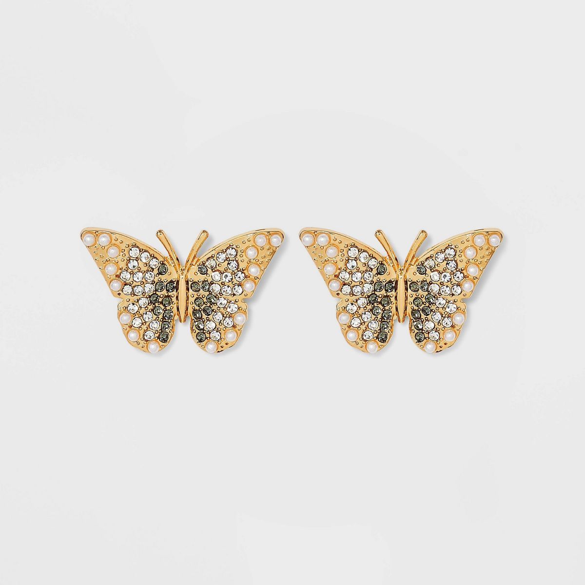 SUGARFIX by BaubleBar Crystal Wings Butterfly Stud Statement Earrings - Gold | Target