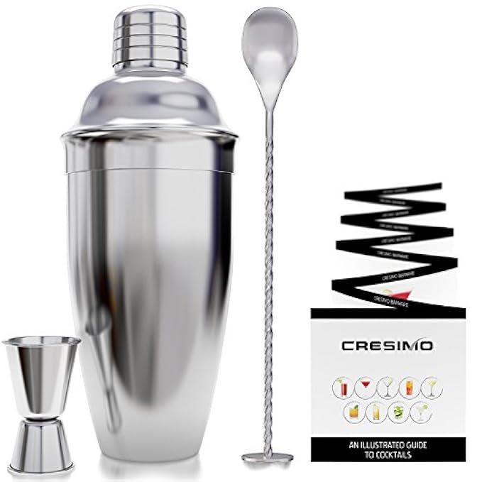 24 Ounce Cocktail Shaker Bar Set Accessories - Martini Kit with Measuring Jigger and Mixing Spoon pl | Amazon (US)