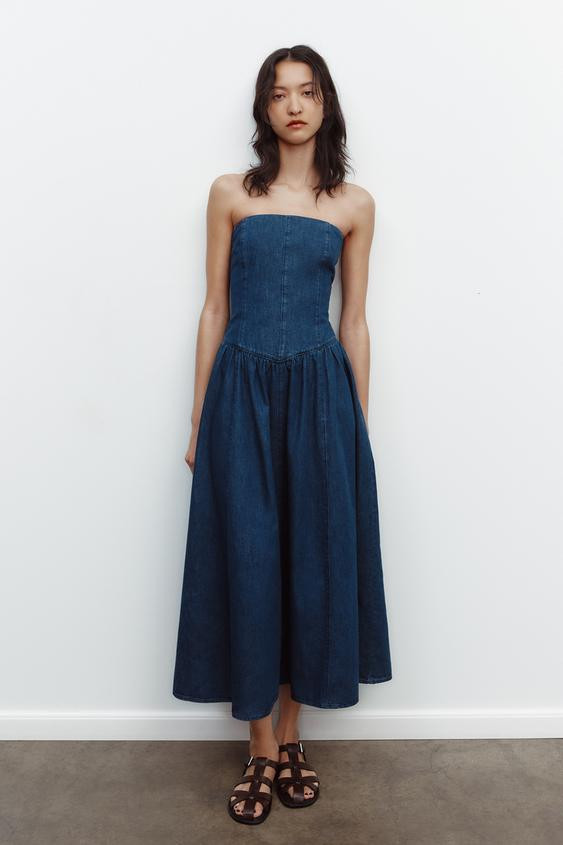 TRF DENIM MIDI DRESS | Zara US