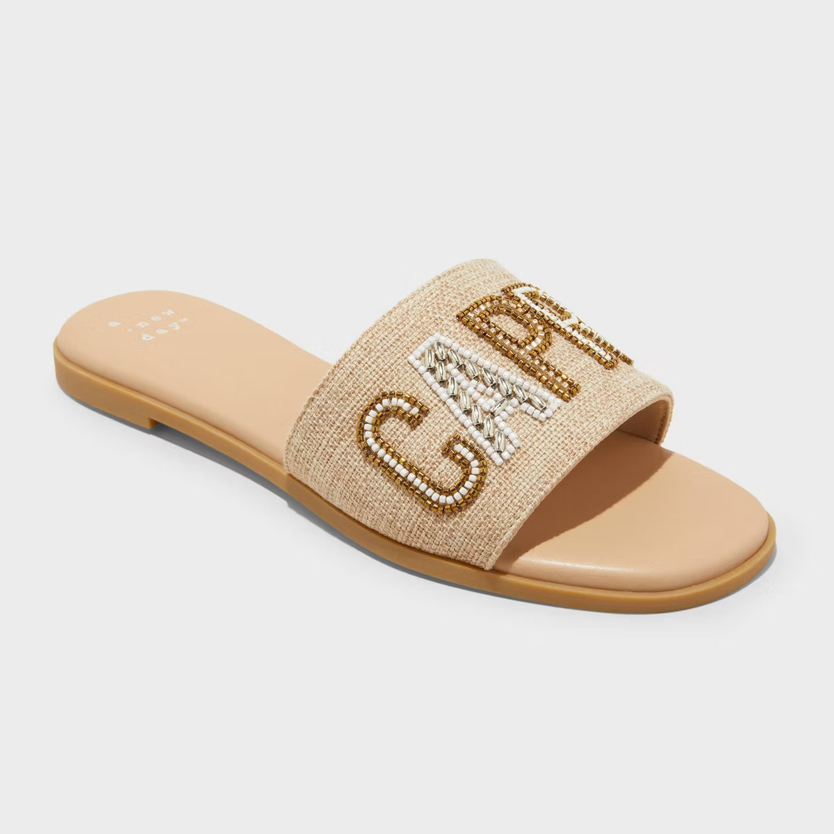 Women's Nehemia Beaded Canvas Slide Sandals - A New Day™ | Target
