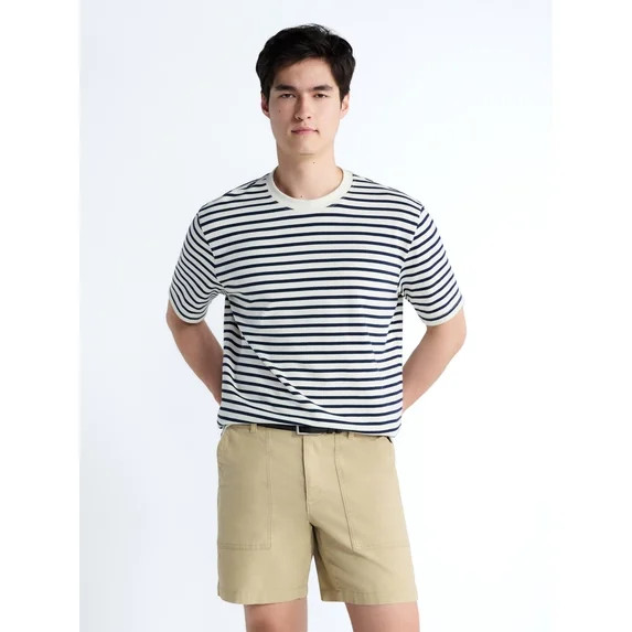 Free Assembly Striped Relaxed Heavyweight Tee with Short Sleeves, Sizes XS-3XL | Walmart (US)