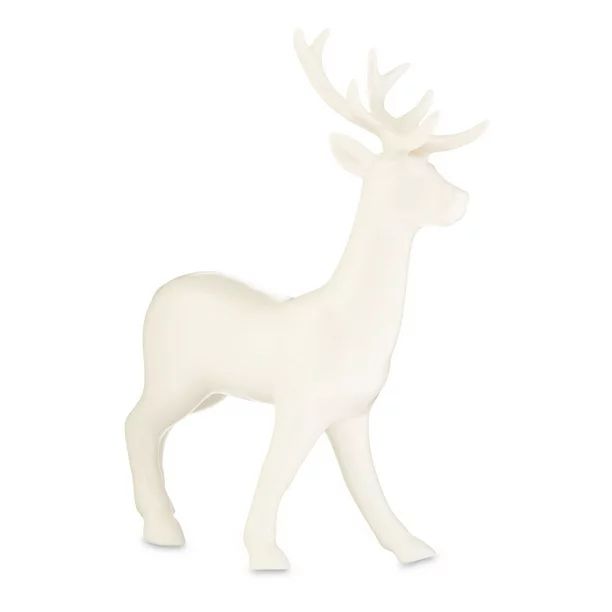 Holiday Time White Ceramic Deer Tabletop Decor, 11" | Walmart (US)