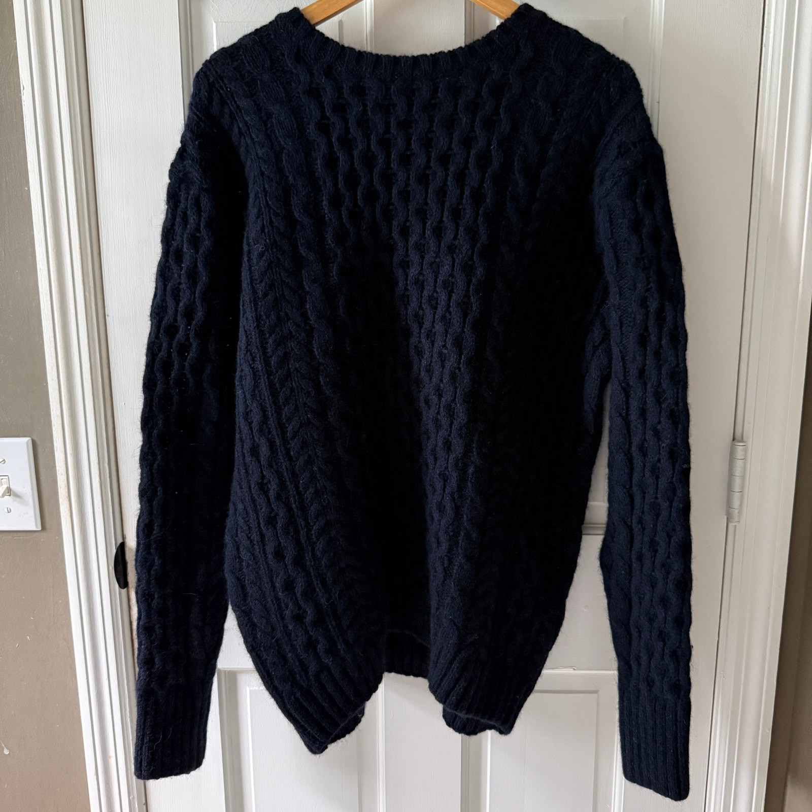 Brandy Melville Wool Blend Cable Knit Sweater Oversized Navy L/Xl | Poshmark