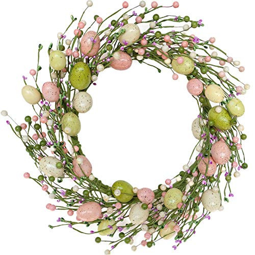 idyllic Easter Wreath with Colorful Eggs for Front Door Wall Decor Holiday Decoration 18" | Amazon (US)