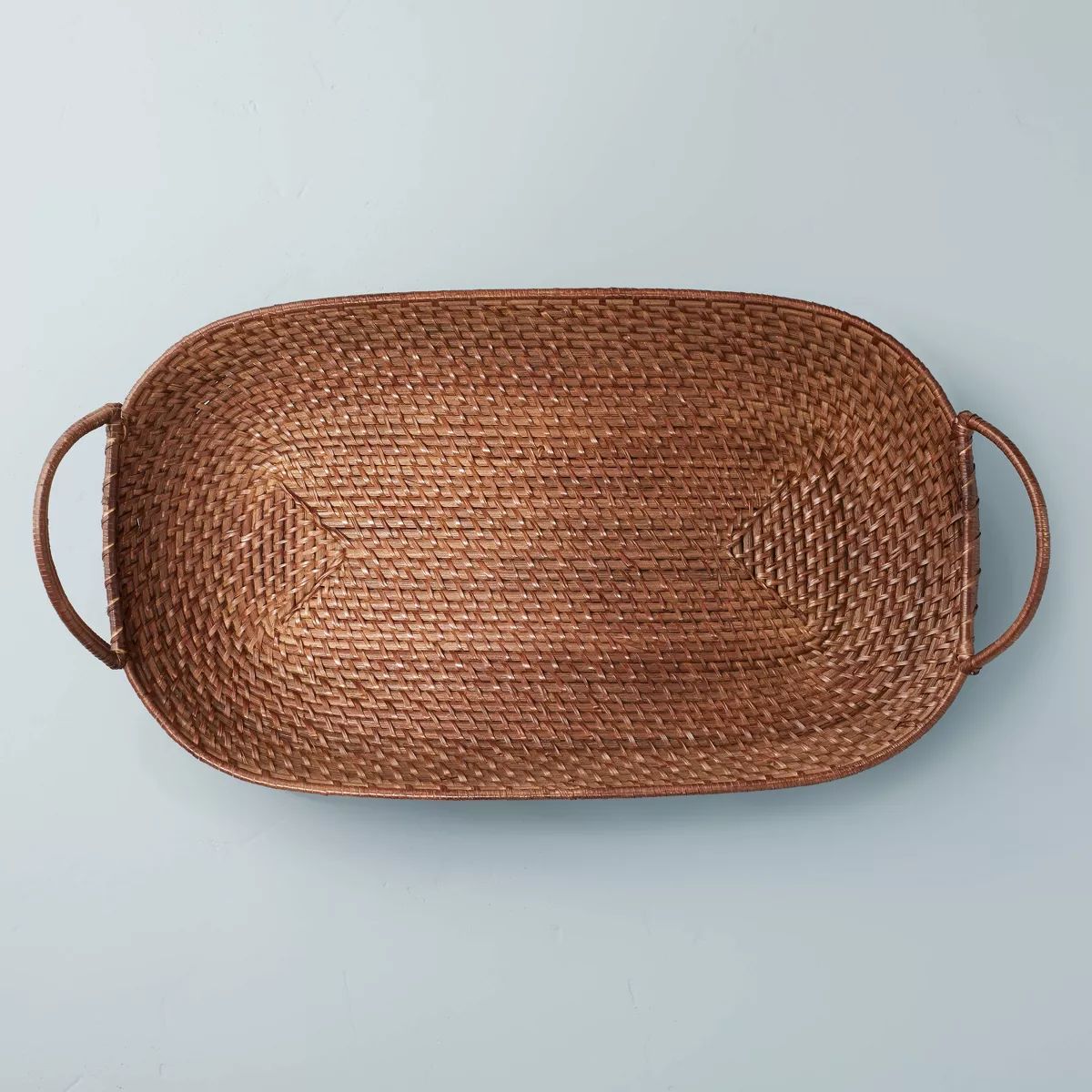 Dark Rattan Décor Tray with Handles Brown - Hearth & Hand™ with Magnolia | Target